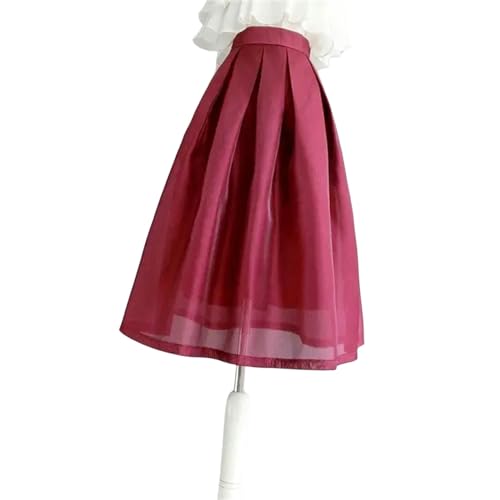 Jupe plissée bordeaux taille haute S pour style robe de bal élégant