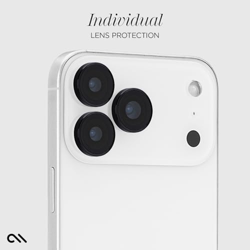 Image of Case-Mate Camera Lens Protector w /Aluminum Rings for iPhone 17 Pro Max /Pro | For iPhone 17 Pro Max /17 Pro /16 Pro Max /16 Pro /15 Pro Max /15 Pro - Double Tempered Glass Ultra HD View Easy Install - Black