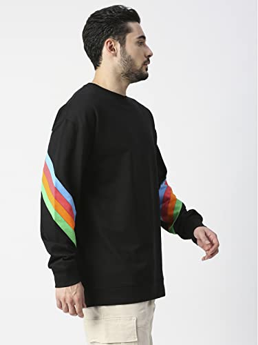 Image of Black Rainbow line Full Sleeved Sweatshirt.
