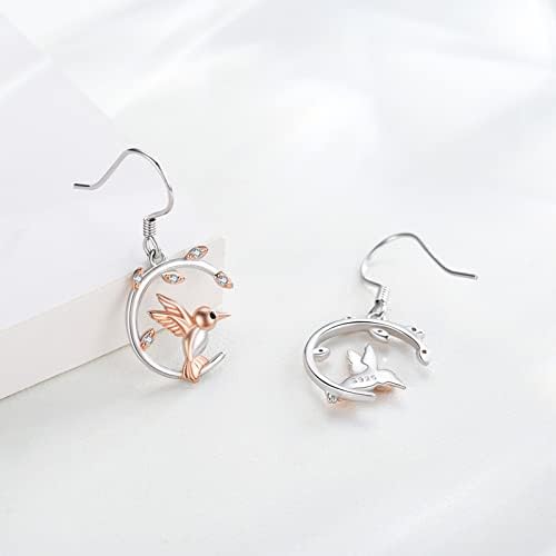Hummingbird Earrings 925 Sterling Silver Bird Drop Earrings Hypoallergenic Animal Dangle Earrings Jewelry Gifts for Ladies Women Girls