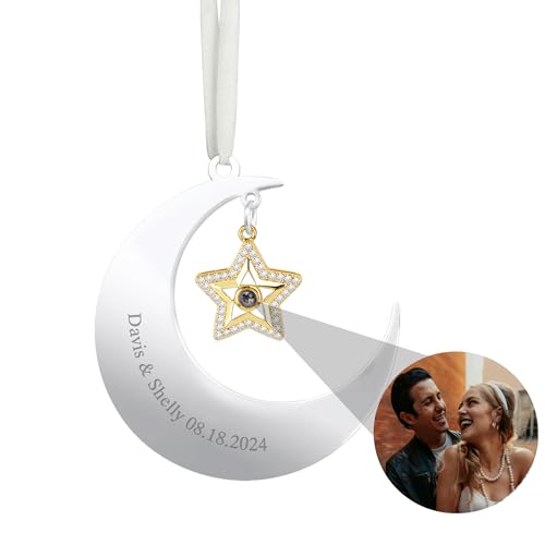 Adorno Navideño con Imagen en el Interior, Adorno Personalizado con Imagen de Copo de Nieve, Adornos Fotográficos Personalizados para árbol de Navidad, Adorno de Proyección Fotográfica