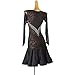 JRUIA Latin Dance Performance Dress Women's Leopard Salsa Ballroom Competition Dresses Ruffles Skirt for Samba Cha Cha,Black,L