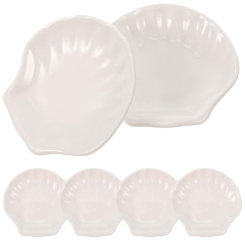 Cabilock Ceramic Shell Shaped Plates Set 6Pcs Seashell Appetizer Plates