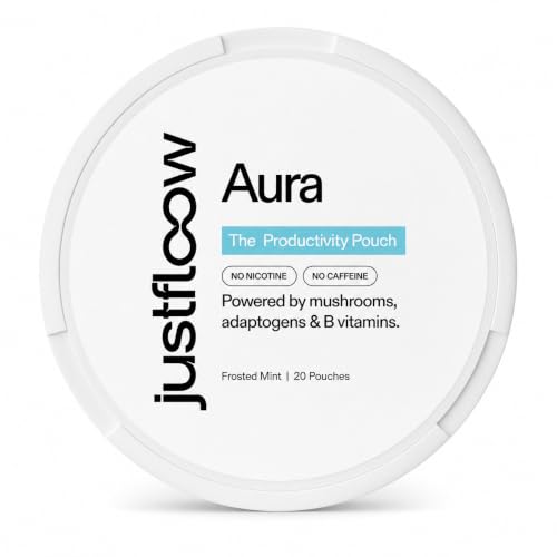 Aura Nootropic Pouch | Nicotine-Free Focus & Calm Energy | Frosted Mint | 20 Pouches | Mushrooms Adaptogens & B Vitamins