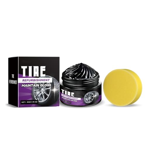 FKGQWZETK Crema Recauchutadora de Neumáticos - Mantiene el Brillo, Protege contra los Rayos UV y previene el agrietamiento. Cuidado en 3 Pasos para neumáticos de Coche/SUV/camioneta, 50 g