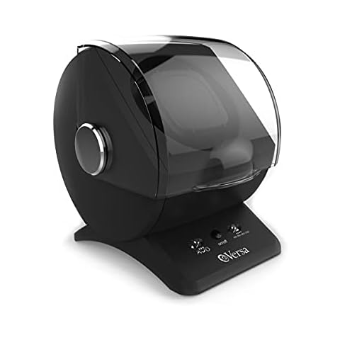 Versa Automatic Single Watch Winder with Sliding Cover (Black) - Up to 12 Setting Combinations - Adjustable Spring Action Pillow - Compact Design - Easy to Use Controls Cover