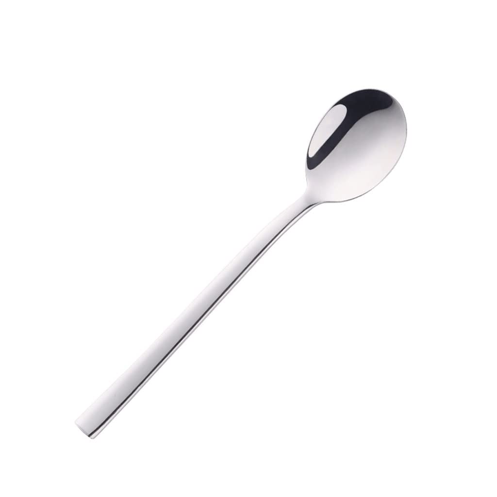 Hpthly Silver Tablespoons Color Soup Spoons Stainless Steel Round Spoons,Titanium Plated Flatware Food Grade Spoon Thicken Soup Spoon 7.5In Serving Spoon