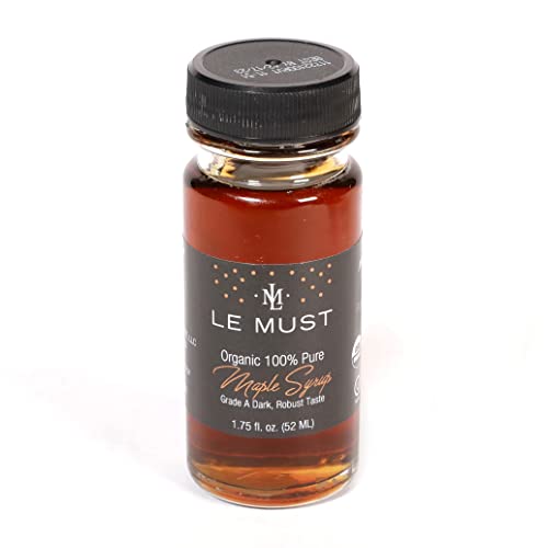 Le Must Organic Maple Syrup, Grade A, 100% Pure Vermont, Kosher, Mini Glass Bottle Roomservice, 1.75 Fl Oz (Pack Of 12) Glass Miniatures #TOP6