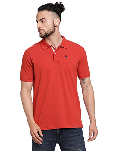 Image of Cantabil Men's Cotton Blend Solid Polo Neck T-Shirt (Regular Fit)