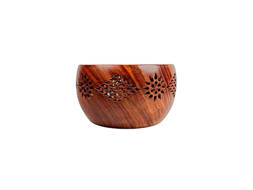 Image of Lumberkart Handmade Wooden Yarn Bowl - Premium Yarn Bowls for Crocheting & Knitting - Handcrafted Rosewood Crochet Bowl - Yarn Holder for Tangle-Free Yarn Control
