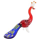 Decoración de estantería sofisticada: el adorno de pavo real de vidrio realza cualquier espacio de estantería, proporcionando adornos de vidrio para la sala de estar o adornos de figuras para una exhibición elegante, adornos de mesa, pavo real de vidrio en miniatura
