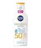 Piel sensible – Esta leche hidratante con protector solar 50+ es adecuado para la piel sensible de los niños y no contiene perfumes, colorantes ni conservantes