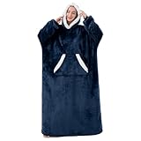 Manta con capucha para mujeres/niños/hombres, oversize y acogedora sudadera con capucha con forro sherpa