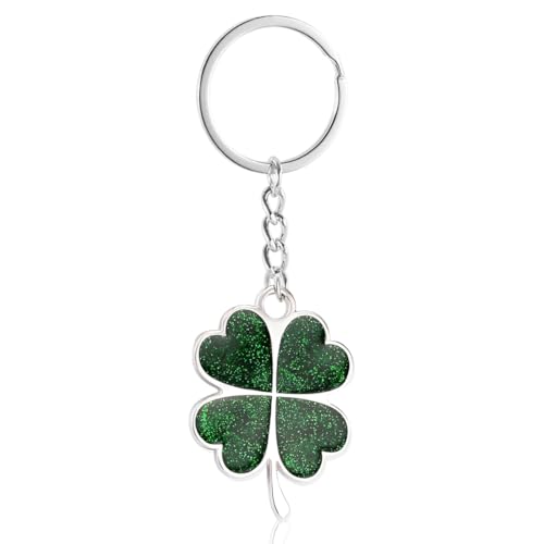 GONZTEL 1 pièce Porte-clé Trèfle à Quatre Feuilles, Design pour un Bonheur Naturel, Pendentif Coccinelle, Ornement Voiture, Clef Suspendu (Vert)