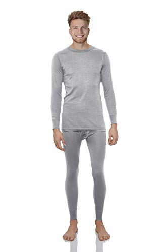 Rocky Thermal Underwear for Men Lightweight Cotton Knit Thermals Men's Base Layer Long John Set (Grey - Lightweight (Cotton) - Medium)