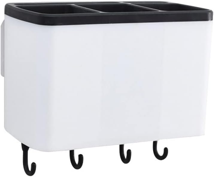Kitchen Utensil Wall-Mounted Drain Chopstick Cage Storage Rack Household Tableware Draining Rack Cutlery Storage Spoon Fork Knife Shelf Holder ﻿(White)