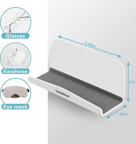 Image of Acrylic Home Office Wall-Mounted Reading Glasses Holder, Sunglasses Glasses Wall Shelves, Eyeglasses Display Rack, Glasses Organizer with Adhesive Tape for Bedroom, Living Room, Entryway (White)