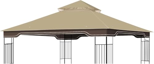 Replacement Gazebo Canopy 10 x 12 FT Durable Outdoor Roof Cover Fits Regency II Patio Gazebo L-GZ798PST A101004104 A101004105 (Khaki)
