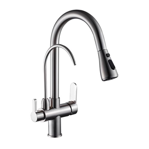 Robinet de cuisine 3 voies noir orientable avec douchette spray LWX