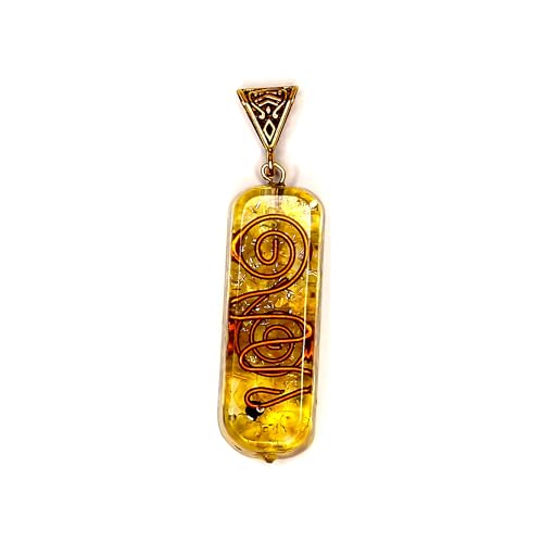Image of Orgonite Pendant with Power Symbol Handmade Resin Energy Amplifier Necklace