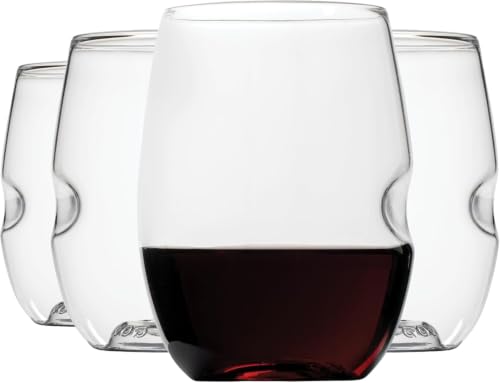Image of govino Unbreakable Plastic Wine Glasses - Stemless Shatterproof Tritan Glassware, Fancy Cups That Look Like Glass, 16oz, Set of 4