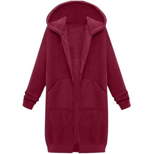 Girls Zip up Hoodies Long Tunic Sweatshirt with Pockets Casual Fleece Lined Hooded Top Oversized Fall Hoodie Jacket4