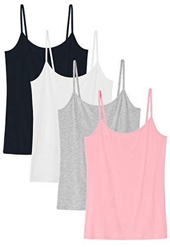 vislivin Camiseta sin Mangas con Tirantes Finos Ajustables con Camisola sólida básica para Mujer Negro/Gris/Blanco/Rosado M