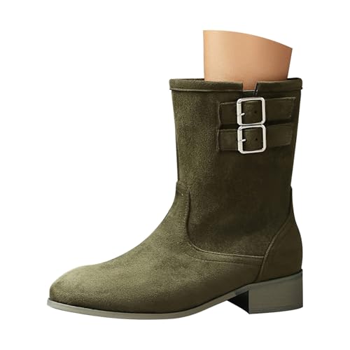 Bottines vintage en daim vert avec boucle de qualité supérieure - 4