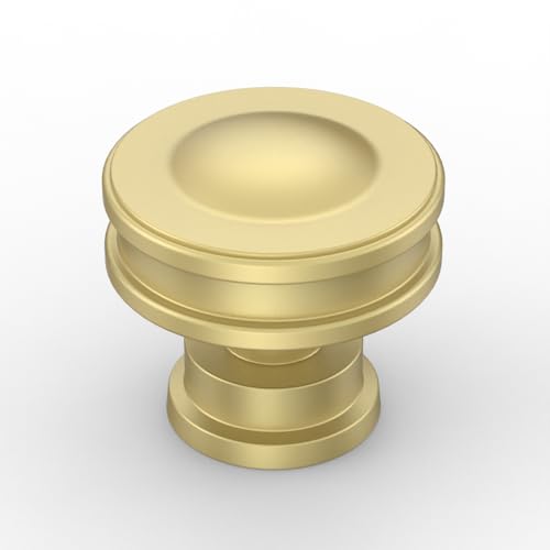 Amerdeco 10 Pack Brushed Gold Cabinet Knobs 1.2 Inch(31mm) Single Hole Zinc Solid Kitchen Cabinet Handles Round Cabinet Drawer Pulls