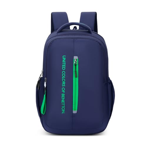 Image of United Colors of Benetton Unisex High-School Backpack RUNWAY | 3-Compartment Slim Design with Branded Print | Backpack for School Girls and Boys | 25L Capacity