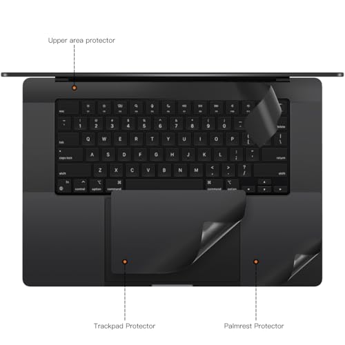 Image of CaseBuy 3 in 1 Palm Rest Vinyl Stickers (3 in 1) for M4 M3 Pro /Max MacBook Pro 16 inch A2991 A3403 A3186 Released 2024 2023, Scratch Resistant - Space Black