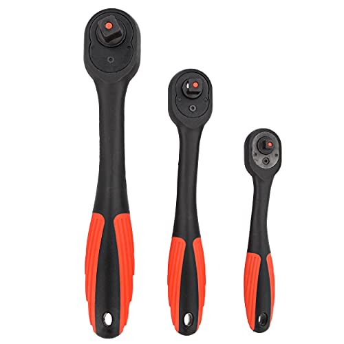 image for ABN Socket Ratchet Set - 3pc Ratcheting Wrench Set with Reversible 72 