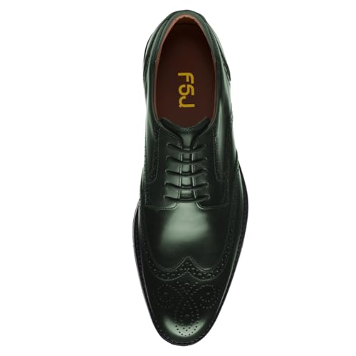 FSJ Men's Oxford Dress Shoes Classic Brogues Wing Tips Lace Up Punched Round Toe Derby Prom Oxford Shoes Size 4-16 US4