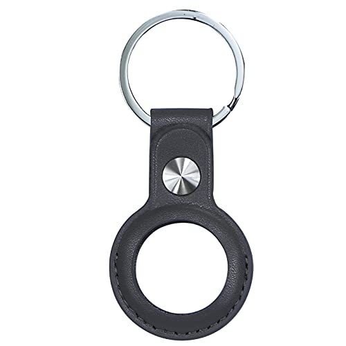 Llavero de Cuero para AirTag, Funda Protectora portátil antipérdida, Soporte de Piel de Microfibra con Llavero Accesorios para Airtag Finder, Negro Cover