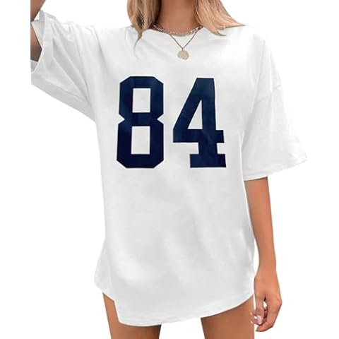 YeonYoonA Women Oversized Casual T-Shirts Crewneck Summer Tops Casual Loose Basic Tee Shirts 2024 Trendy Clothes(White,Medium) Cover