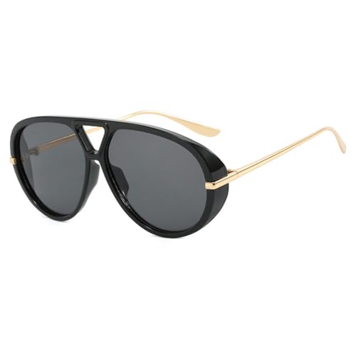 Lunettes de soleil rondes rétro à monture large et épaisse avec verres miroir