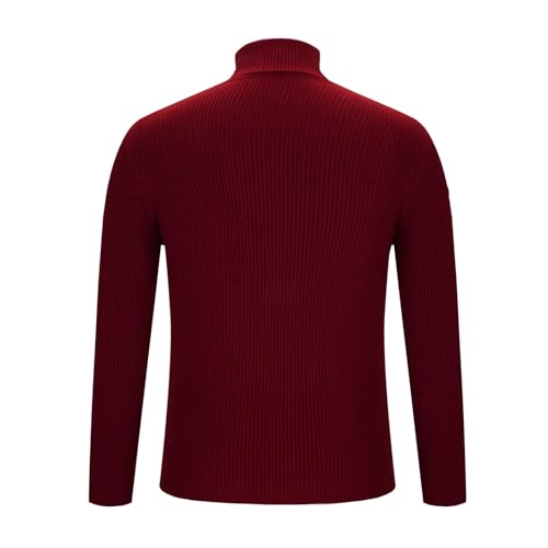 Men's High Neck Lightweight Crochet Knitted Soft Sweaters Casual Solid Thickened Knit Pullover Long Sleeve Sweater2