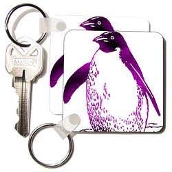 Porte-clés pingouin violet cadeau design pour amateurs d'oiseaux