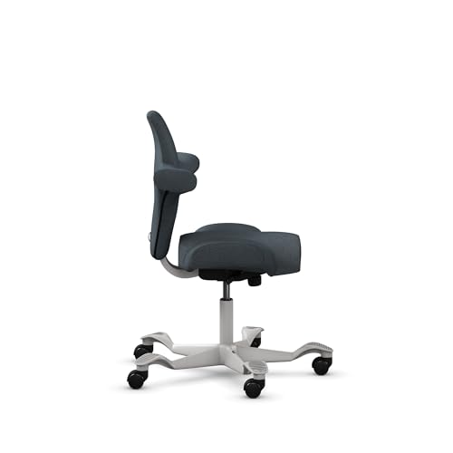 Image of HAG Capisco Standard Chair-Silver Frame-Upholstered Dark Gray