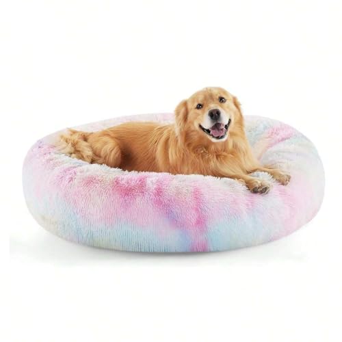 Image of ZEXSAZONE Round Donut Summer Comfortable Durable 2 in 1 and Washable Pet Bed | Cat Bed | Puppy Bed | Dog Bed | Medium Dog Bed for Cats Puppies Labrador German (Rainbow, Medium)