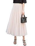 Itemnew Women's Sweet Polka Dots Tulle Elastic Waist Flare Skirt With Lining
