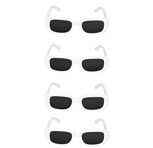 Image of Retro Rectangle Sunglasses for Women & Men | UV400 Protection | Trendy Thick Frame Fashion Eyewear | Lightweight Casual Shades | Black & White Combo Pack