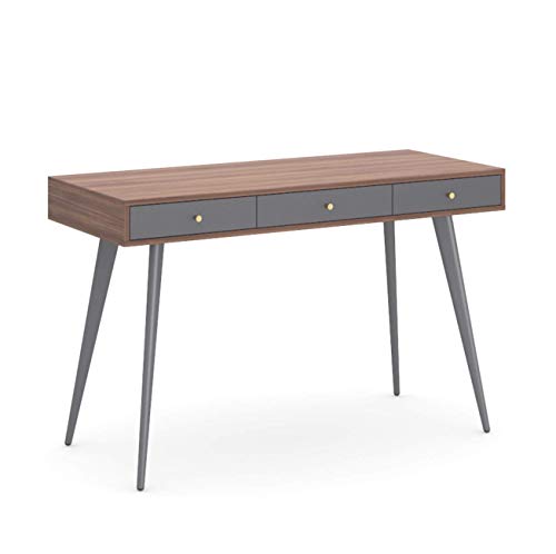 EASYTOUR Mid Century Desk, 47" Home Office Desk with 3 Drawers, Wooden Computer Workstation Modern Writing Table with Metal Legs, Easy Assembly (Walnut+Grey) EASYTOUR Mid Century Desk, 47" Home Office Desk with 3 Drawers, Wooden Computer Workstation Modern Writing Table with Metal Legs, Easy Assembly (Walnut+Grey)