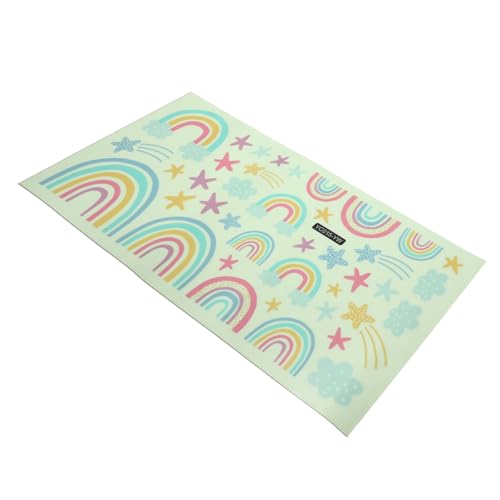 Homoyoyo Autocollants Muraux Phosphorescents Étoiles et Arc-en-Ciel 1 Feuille DIY 19X38 CM Décor Lumineux pour Chambre D’Garçon et Filles Fille Garçon Stickers Décoratifs pour Plafond