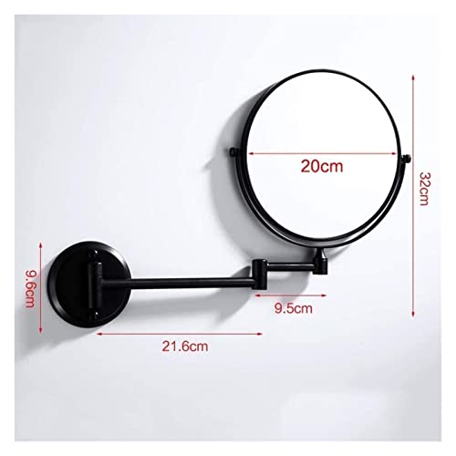 Miroir de maquillage mural noir de 20,3 cm avec double face grossissante pour salle de bain - 8