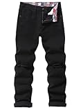 MZNBURAM Men's Knee Ripped Slim-Fit Skinny Stretch Cotton Taper Fit Jeans Pants (30, B#Black)