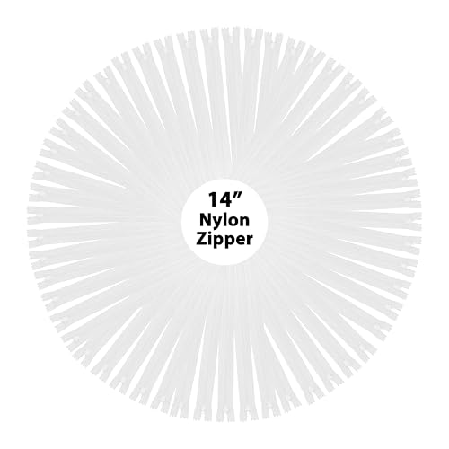 Mandala Crafts Nylon Zippers for Sewing, Bulk Zipper Supplies (4 Inches, White)