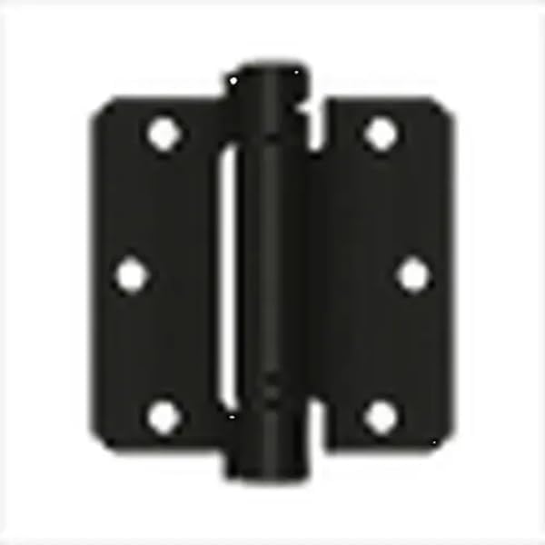 Deltana DSH35R4 3-1/2" x 3-1/2" Ball Bearing 1/4" Radius Corner Spring Hinge - Single Hinge - Black