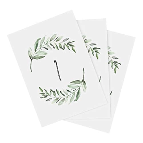 Bliss Collections Table Numbers, Rustic Greenery, Double-Sided Cards Plus Head Table Card for your Wedding, Reception, Anniversary, Birthday Party or Celebration, 4