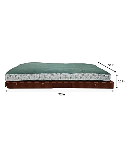 Image of Sheesham Wood 3 Seater Sofa Cum Bed for Living Room Solid Wooden Sofa Bed Furniture for Home Office (Walnut)